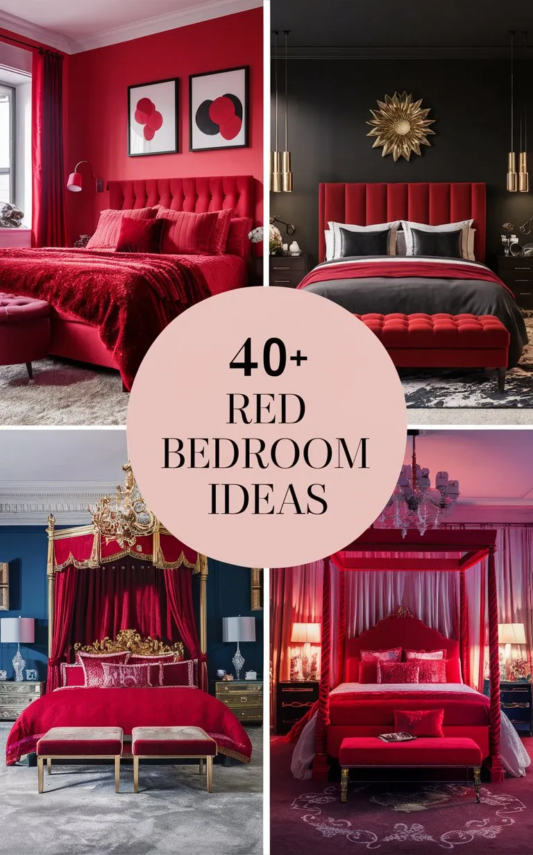 40+ Red Bedroom Ideas